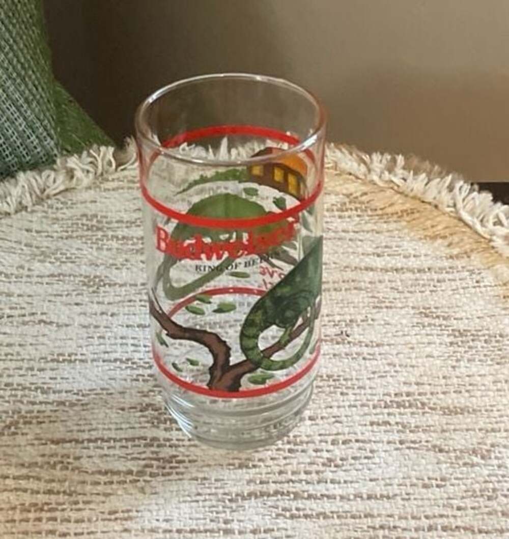 Vintage Budweiser Lizards Chameleon Pint Glass Louie and Frank